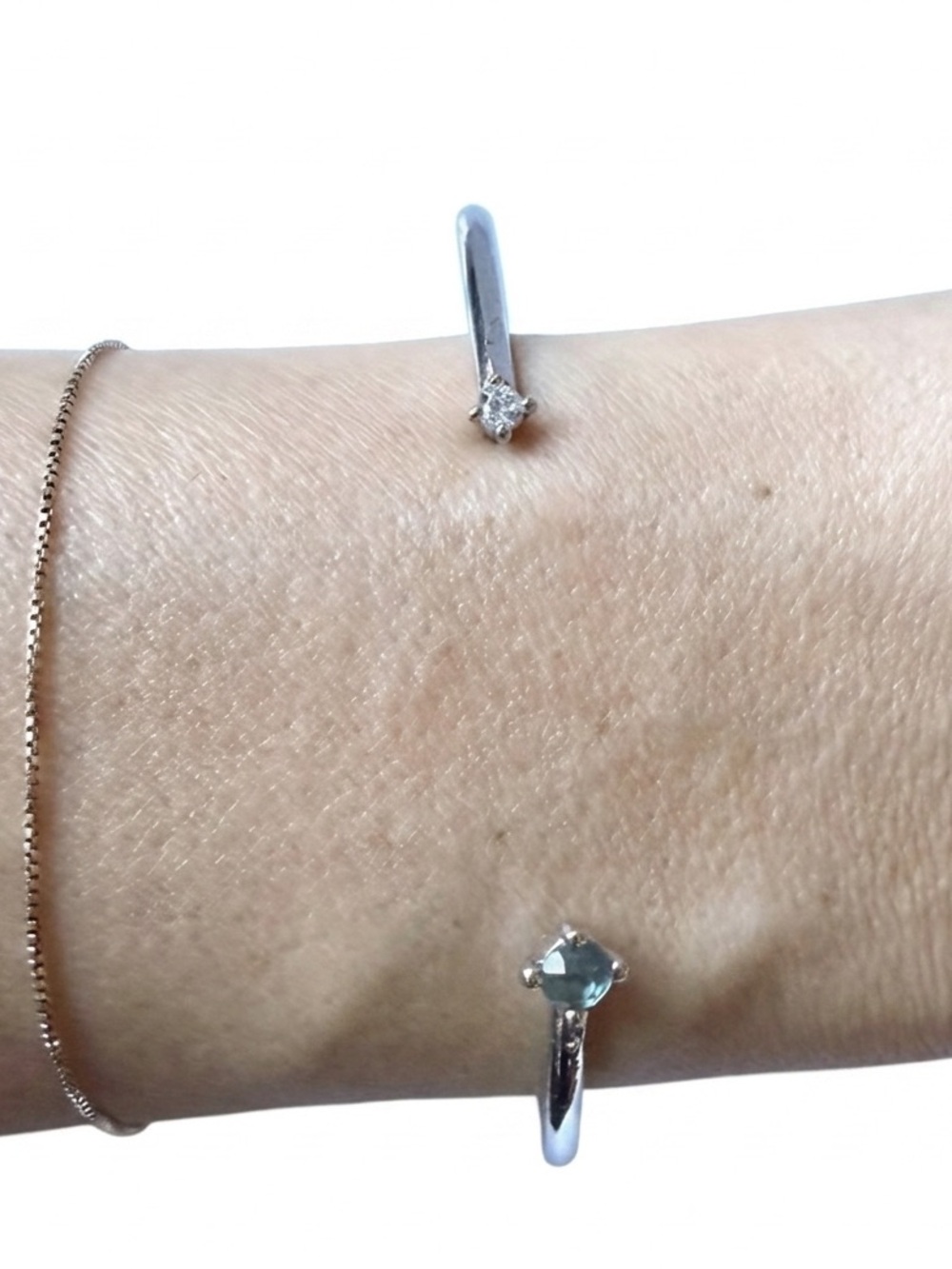 Melinda Maria Silver Open Bracelet with Blue & Clear Stones - Picture 1 of 3